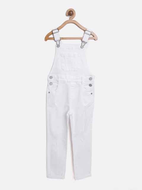 

Marks & Spencer Girls White Solid Low Distress Denim Dungarees