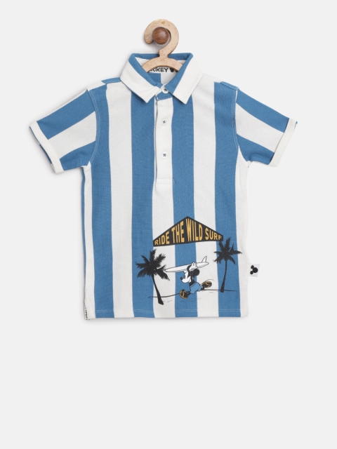 

Marks & Spencer Boys Blue & White Striped Polo Collar T-shirt