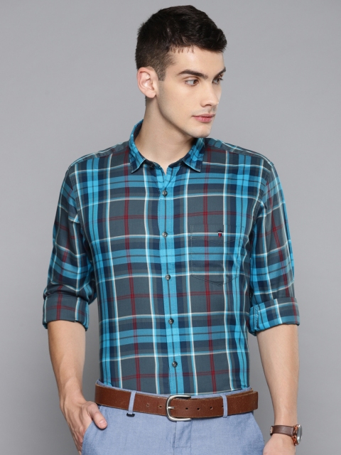 

Louis Philippe Sport Men Blue & Maroon Slim Fit Checked Casual Shirt