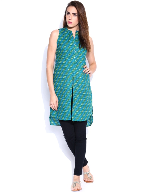 

Vishudh Blue & Green Printed Kurta