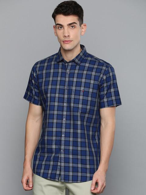

Louis Philippe Sport Men Blue & Grey Slim Fit Checked Casual Shirt
