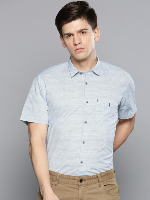 

Louis Philippe Sport Men Blue & White Slim Fit Striped Smart Casual Shirt