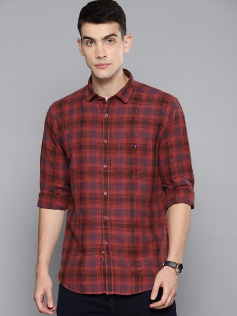

Louis Philippe Sport Men Red & Navy Blue Slim Fit Checked Casual Shirt