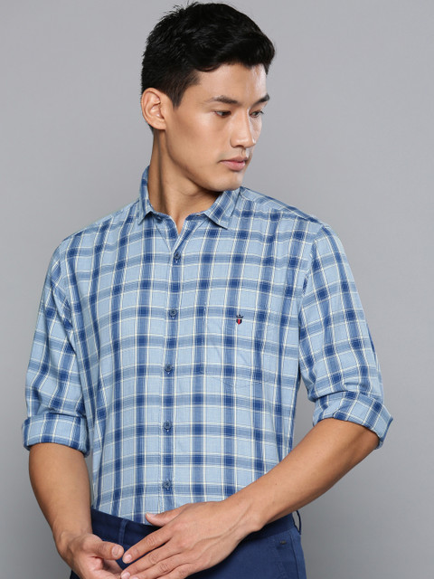 

Louis Philippe Sport Men Blue & White Slim Fit Checked Casual Shirt