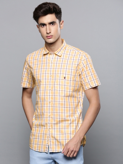 

Louis Philippe Sport Men Yellow & Purple Slim Fit Checked Casual Shirt