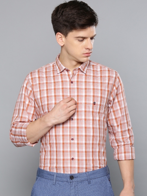 

Louis Philippe Sport Men Rust & White Slim Fit Checked Casual Shirt