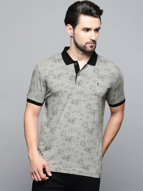 

Louis Philippe Sport Men Grey Printed Polo Collar T-shirt