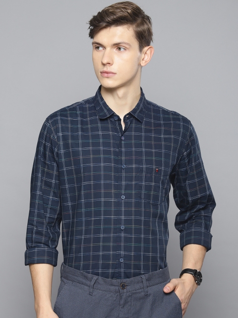 

Louis Philippe Sport Men Navy Blue & White Slim Fit Checked Casual Shirt