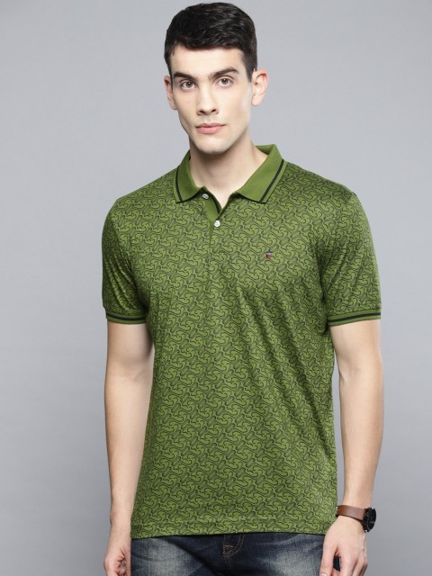 

Louis Philippe Sport Men Olive Green Printed Polo Collar T-shirt
