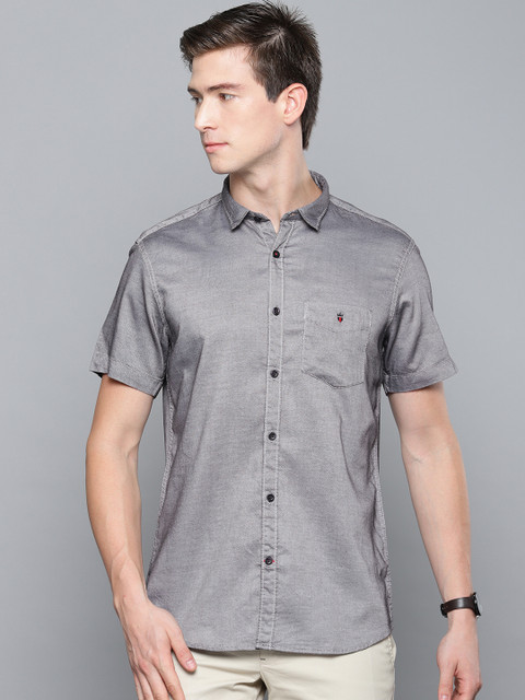 

Louis Philippe Sport Men Black & White Slim Fit Self Design Casual Shirt