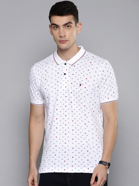 

Louis Philippe Sport Men White Slim Fit Printed Polo Collar T-shirt