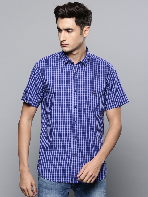 

Louis Philippe Sport Men Blue & Lavender Slim Fit Checked Casual Shirt