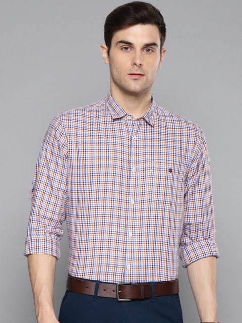

Louis Philippe Sport Men White & Blue Slim Fit Checked Casual Shirt