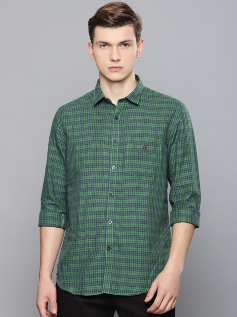 

Louis Philippe Sport Men Green & Blue Slim Fit Checked Casual Shirt