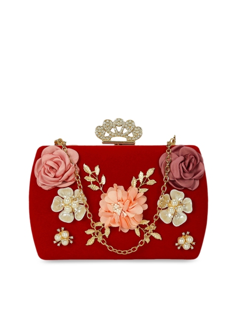 

KLEIO Red Embroidered Clutch
