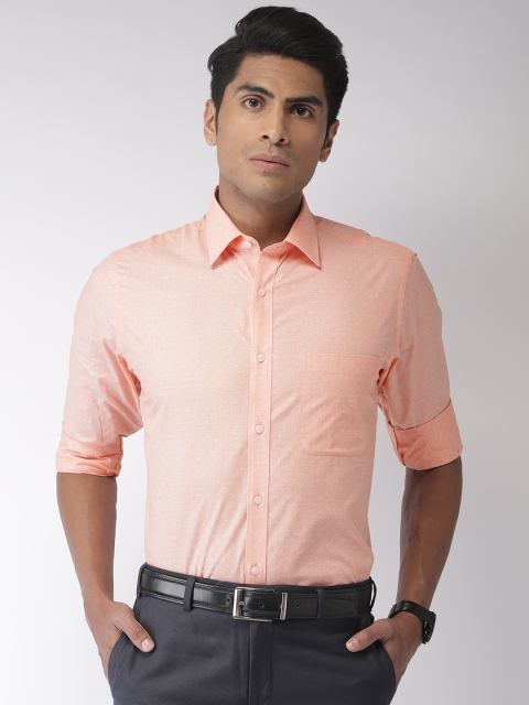 

Raymond Men Orange Slim Fit Self Design Formal Shirt