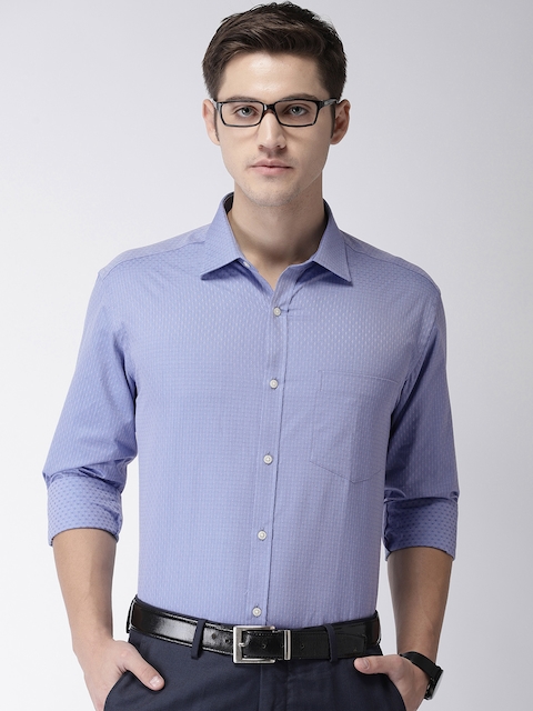 Park Avenue Men Blue Slim Fit Self Design Formal Shirt