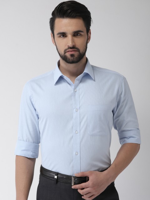 

Raymond Men Blue Slim Fit Self Design Formal Shirt