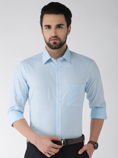 

Raymond Men Blue & White Slim Fit Self Design Formal Shirt