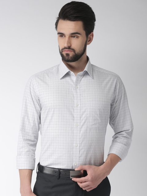 

Raymond Men Grey & Blue Slim Fit Checked Formal Shirt
