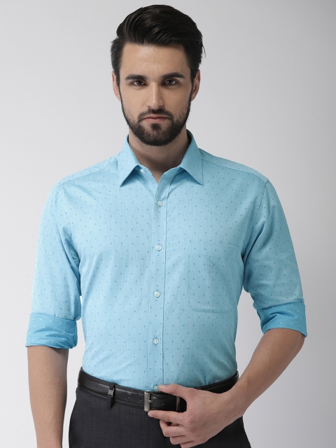 

Raymond Men Blue Slim Fit Self Design Formal Shirt