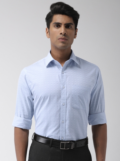 

Raymond Men Blue Slim Fit Self-Striped Formal Shirt
