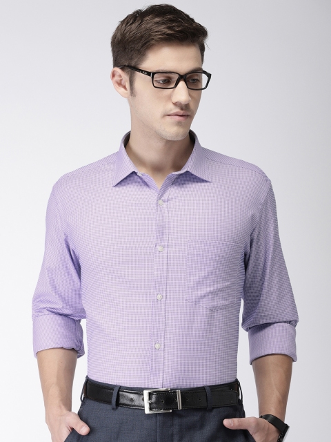 

Park Avenue Men Lavender & White Slim Fit Self Checked Formal Shirt