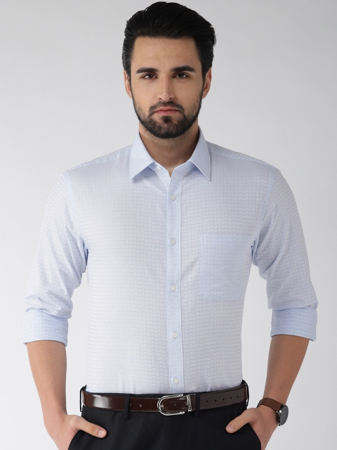 

Raymond Men Blue & White Slim Fit Self Design Formal Shirt