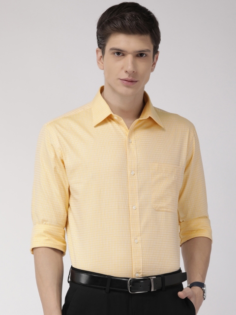 

Raymond Men Beige & Yellow Slim Fit Self Design Formal Shirt