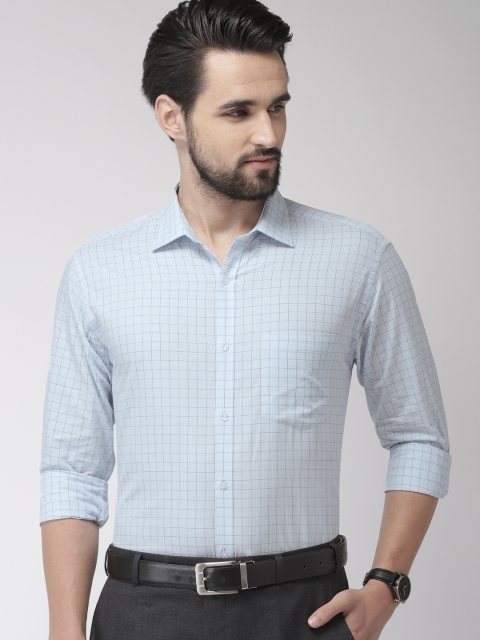 

Park Avenue Men Blue & Black Slim Fit Checked Formal Shirt
