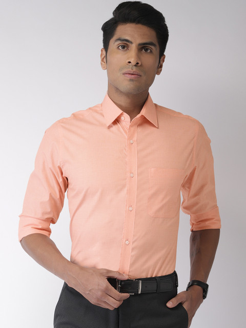 

Raymond Men Peach-Coloured Slim Fit Solid Formal Shirt