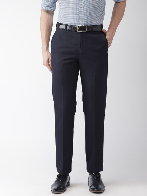 

Park Avenue Men Navy Blue Smart Slim Fit Solid Formal Trousers