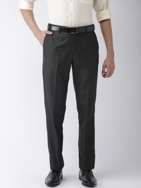 

Park Avenue Men Charcoal Grey Smart Slim Fit Self Design Formal Trousers