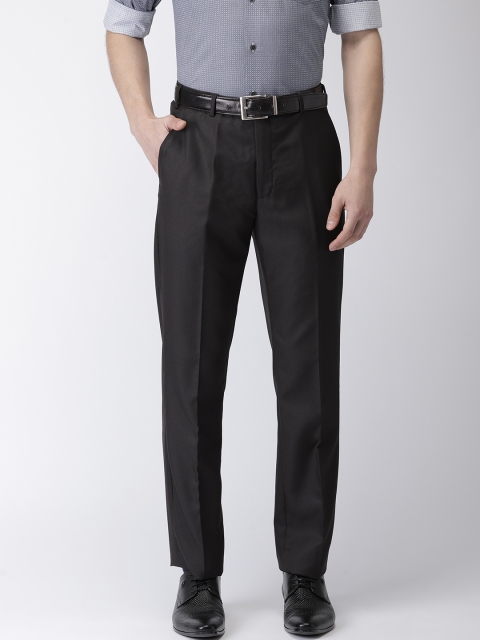 

Park Avenue Men Black Smart Super Slim Fit Self Design Formal Trousers