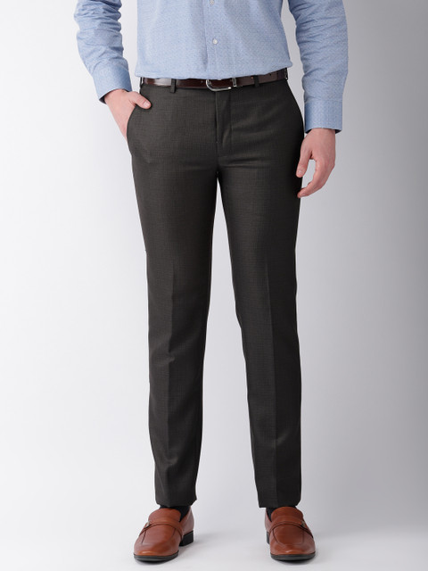 

Raymond Men Grey Slim Fit Checked Regular Trousers