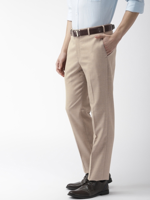 

Park Avenue Men Beige Smart Regular Fit Checked Formal Trousers