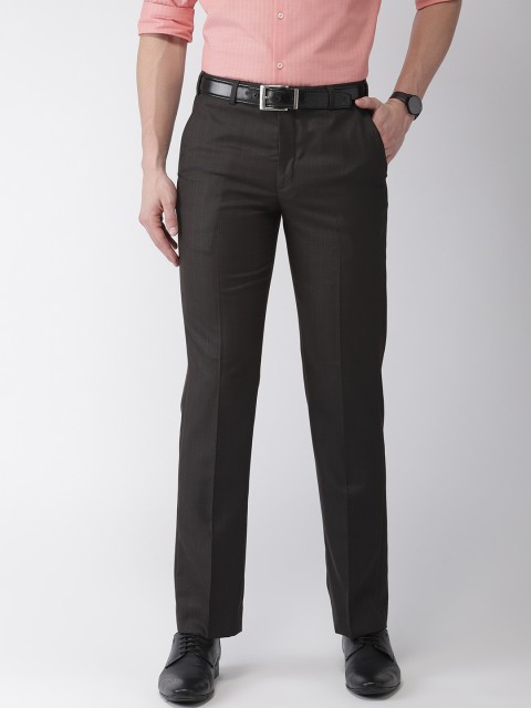 

Park Avenue Men Brown Smart Slim Fit Solid Formal Trousers