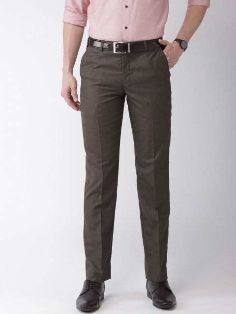 

Park Avenue Men Brown Smart Slim Fit Solid Formal Trousers