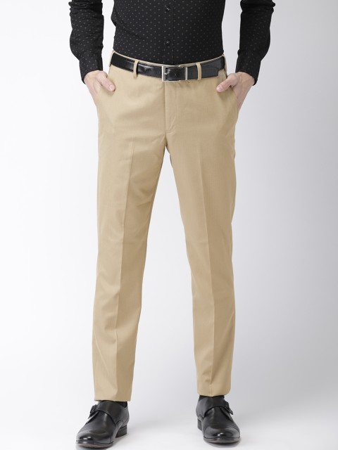 

Park Avenue Men Khaki Smart Slim Fit Checked Formal Trousers