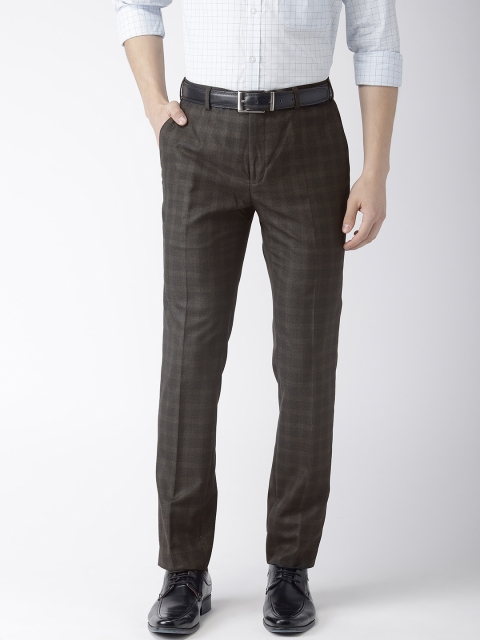 

Raymond Men Brown Slim Fit Checked Formal Trousers