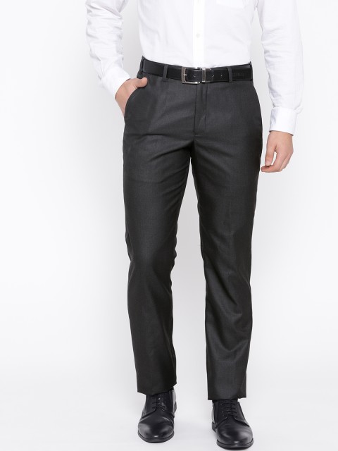 

Park Avenue Men Charcoal Grey Smart Regular Fit Solid Formal Trousers