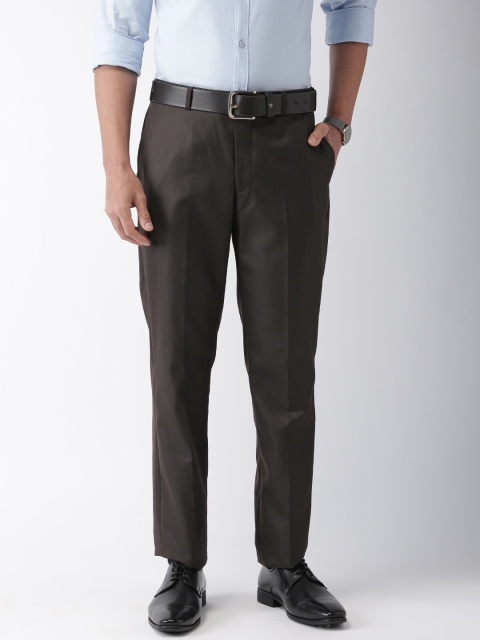 

Park Avenue Men Brown Smart Slim Fit Self Design Formal Trousers
