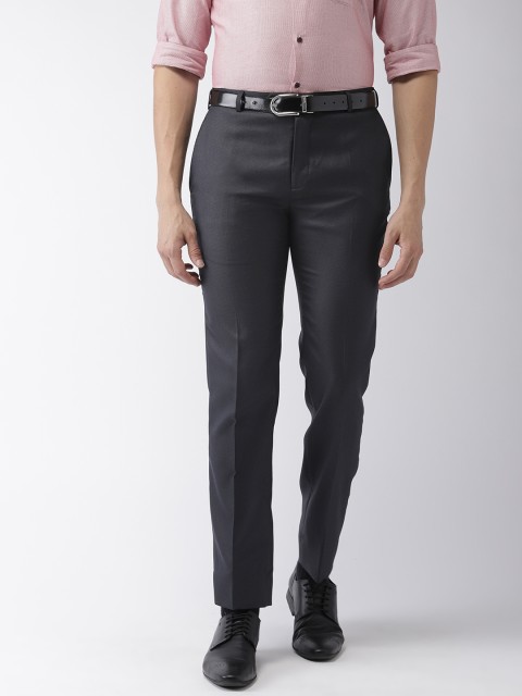 

Raymond Men Navy Blue Slim Fit Self Design Formal Trousers