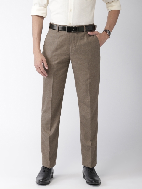 

Park Avenue Men Brown Smart Slim Fit Solid Formal Trousers