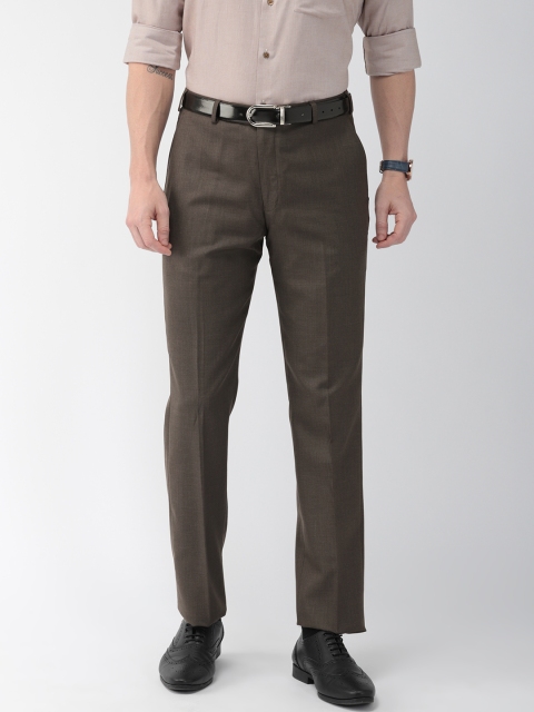 

Park Avenue Men Brown Smart Slim Fit Solid Formal Trousers