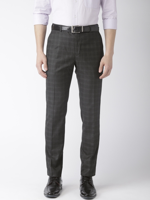 

Raymond Men Black Slim Fit Checked Formal Trousers