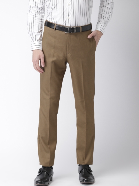 

Park Avenue Men Khaki Smart Slim Fit Self Design Formal Trousers