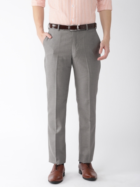 

Park Avenue Men Grey Smart Slim Fit Self Design Formal Trousers
