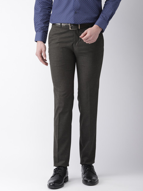 

Raymond Men Grey Slim Fit Checked Regular Trousers