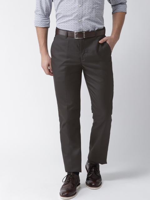 

Park Avenue Men Coffee Brown Smart Fit Solid Formal Trousers